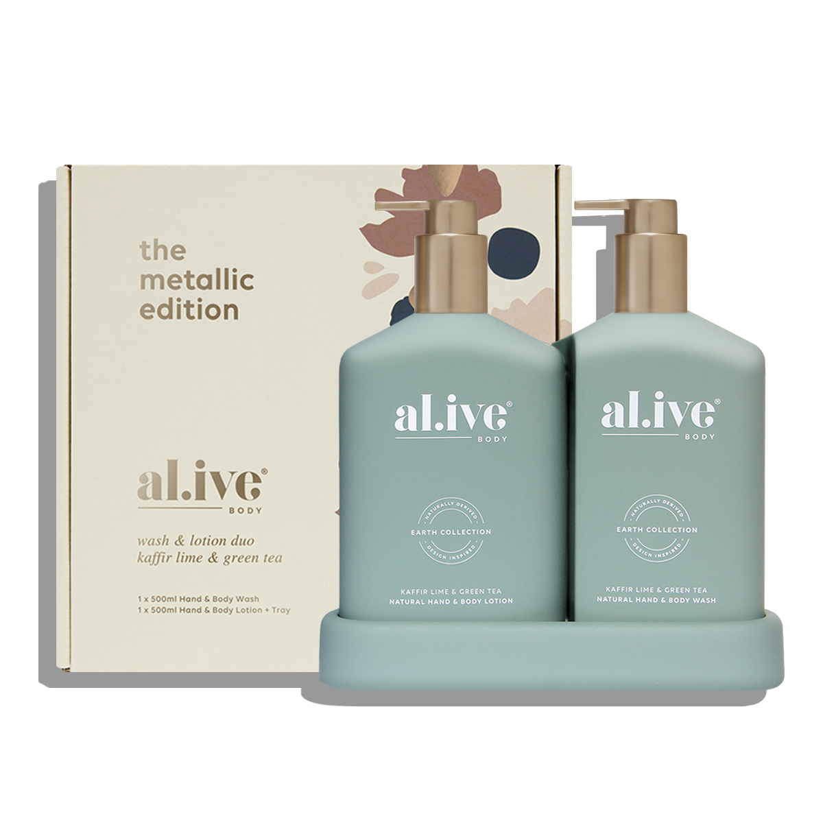 Alive Body Metallic Edition Wash & Lotion Duo - Kaffir Lime & Green Tea