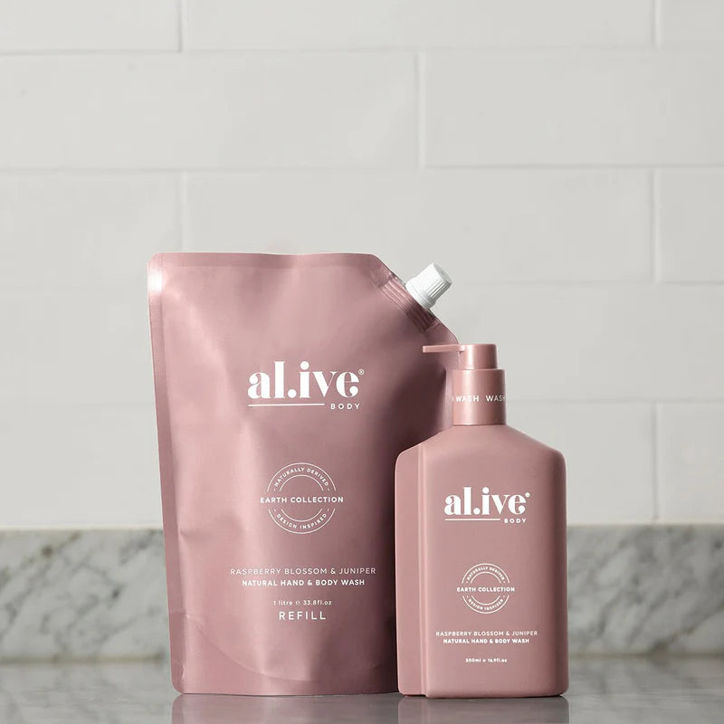 Alive Body Hand & Body Wash Refill Pouch - Raspberry Blossom & Juniper 1L
