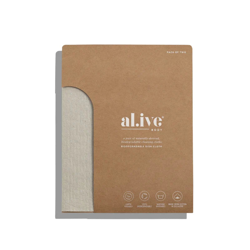 Alive Body Biodegradable Dish Cloth 2pk