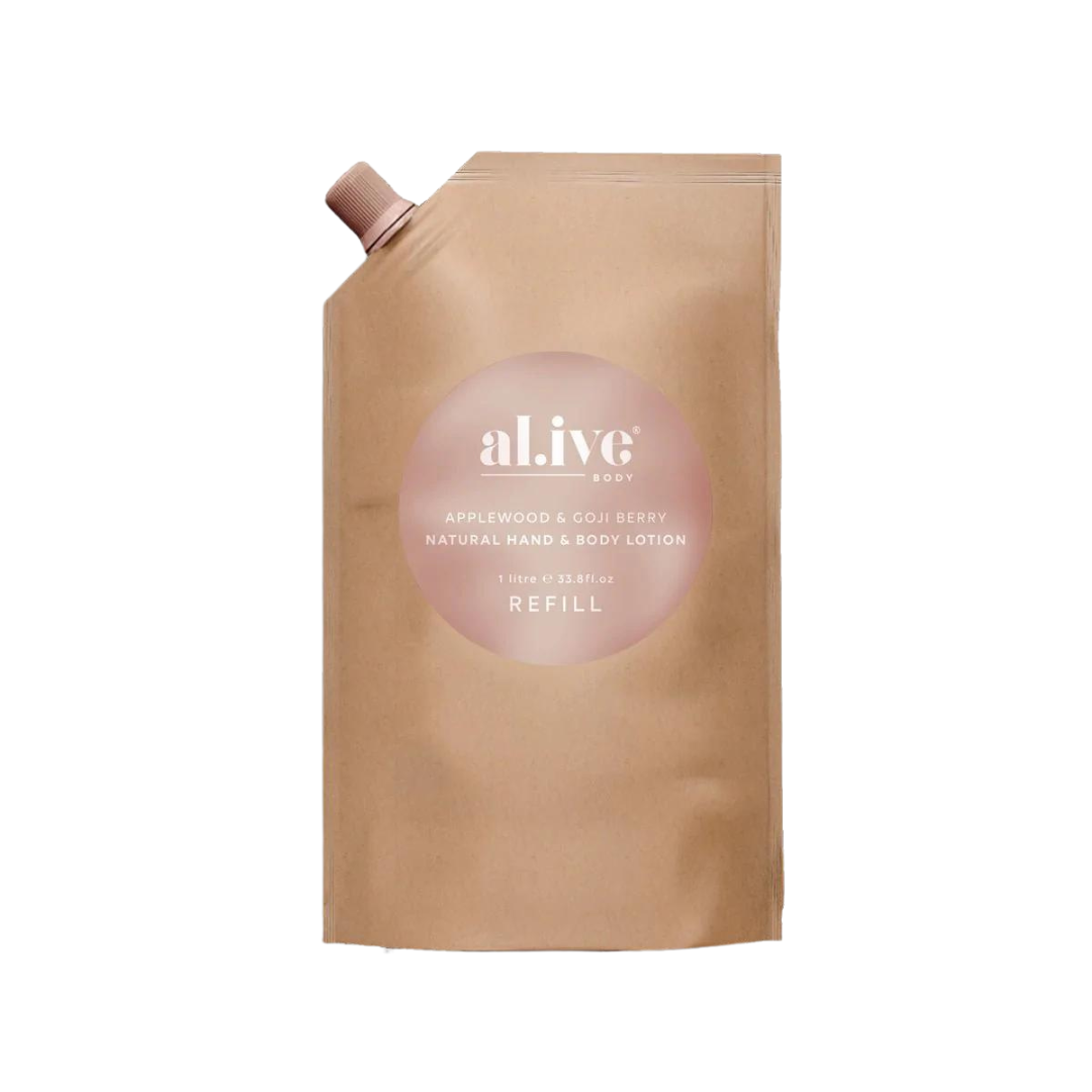 Alive Body Hand &amp; Body Lotion Refill Pouch - Applewood &amp; Goji Berry 1L