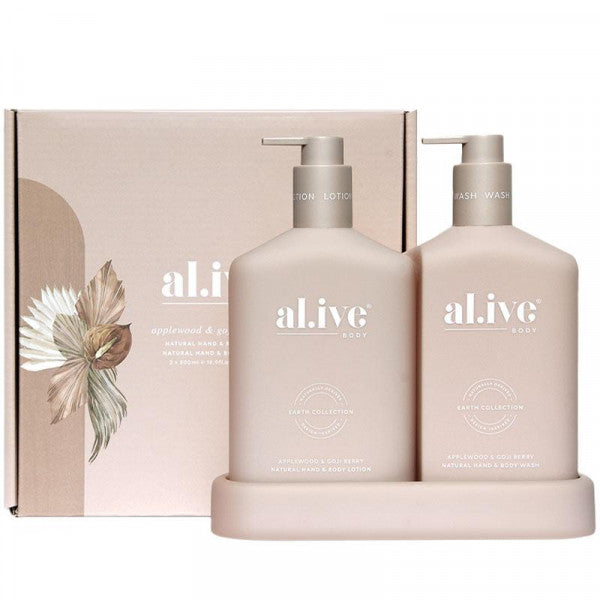 Alive Body Wash &amp; Lotion Duo + Tray - Applewood &amp; Goji Berry