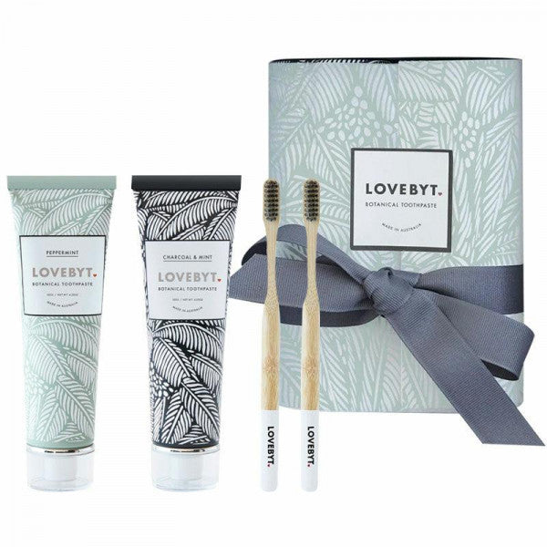 Lovebyt Gift Box - Charcoal &amp; Mint + Peppermint + Brushes